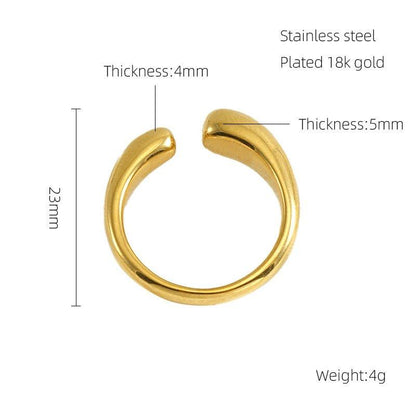 MAC086 Light Luxury Stainless Steel Open Adjustable Irregular Ring