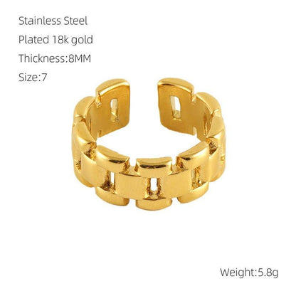 MAC086 Light Luxury Stainless Steel Open Adjustable Irregular Ring