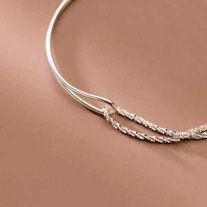 MAC089 Temperament And Personality Double-Layer Curved Tube Gypsophila Asymmetrical Bracelet