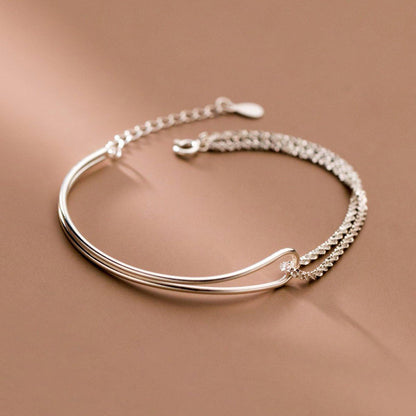MAC089 Temperament And Personality Double-Layer Curved Tube Gypsophila Asymmetrical Bracelet