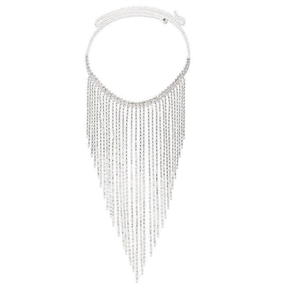 MAC117  Long Fringed Rhinestone Chain Veil Mask