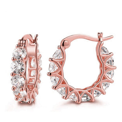 MAC163 Fully embellished zircon flower-shaped U-shaped earrings
