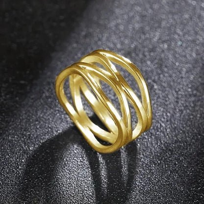 MAC166 Simple Geometric Lines Hollow Ring