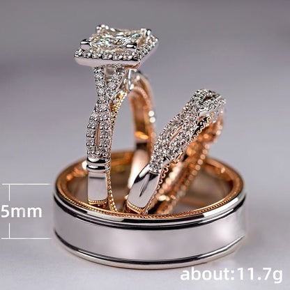 MAC175 Rose Gold Sparkling Zircon Luxury Engagement Ring