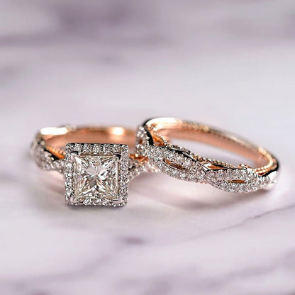 MAC175 Rose Gold Sparkling Zircon Luxury Engagement Ring