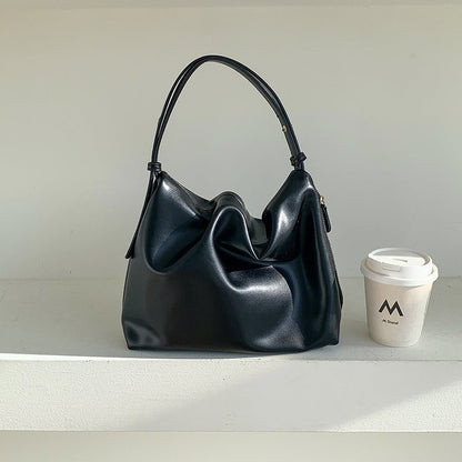 MAC180 High-End Pleated PU Leather All-Match Tote Bag