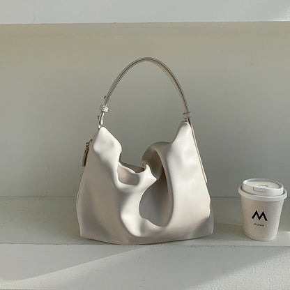 MAC180 High-End Pleated PU Leather All-Match Tote Bag