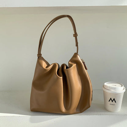 MAC180 High-End Pleated PU Leather All-Match Tote Bag