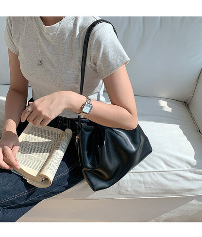 MAC180 High-End Pleated PU Leather All-Match Tote Bag