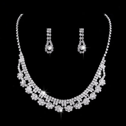 MAC181 Brilliant Full Diamond Zircon Drop Necklace And Earrings