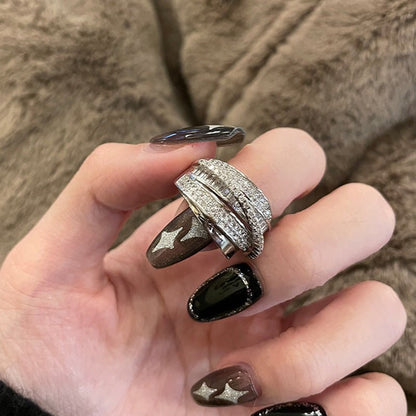 MAC187 Copper Sset Zircon Personalized Multi-Layered Open Ring