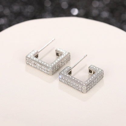 Micropaved Diamond Super Flash Geometric High-End Earrings(MAC190)