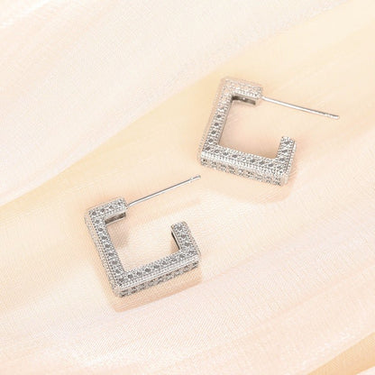 Micropaved Diamond Super Flash Geometric High-End Earrings(MAC190)