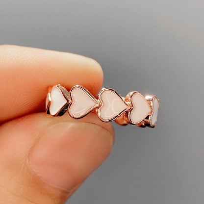 Simple Pink Heart-To-Heart Glue Ring and Earring(MAC198)