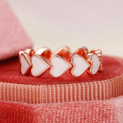 Simple Pink Heart-To-Heart Glue Ring and Earring(MAC198)
