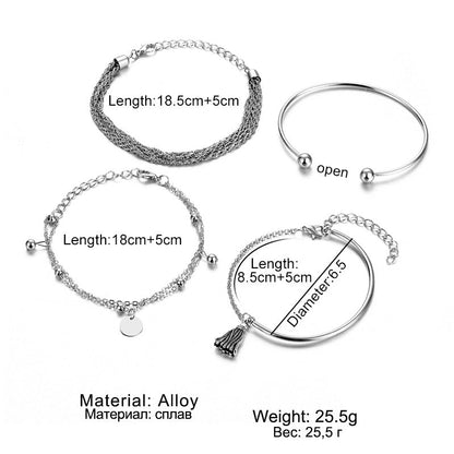 Silver Glossy Tassel Bracelet(MAC204)