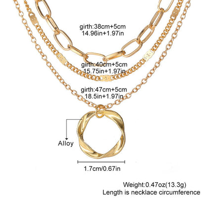 Thick Chain Round Pendant Necklace(MAC207)