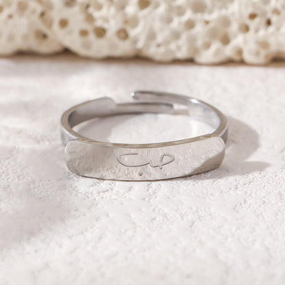 Simple engraved titanium steel ring with Arabic elements （With gift box）(MAC215)