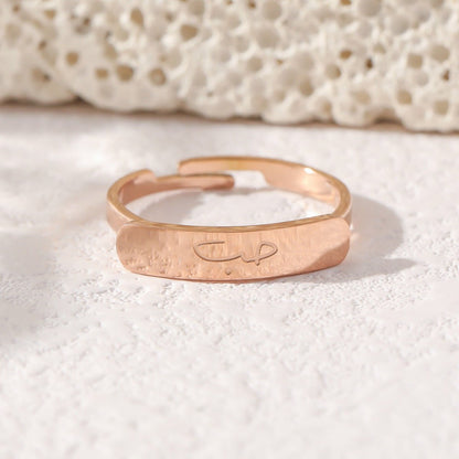 Simple engraved titanium steel ring with Arabic elements （With gift box）(MAC215)
