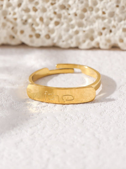 Simple engraved titanium steel ring with Arabic elements （With gift box）(MAC215)