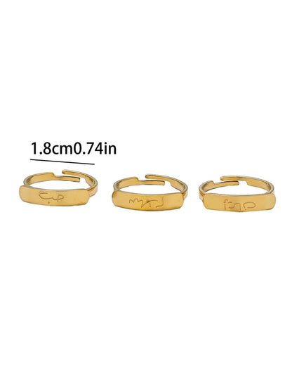Simple engraved titanium steel ring with Arabic elements （With gift box）(MAC215)