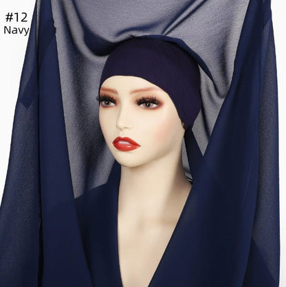 Magnetic Chiffon Instant Hijab | Easy-Wear Anti-Slip Square Scarf with Magnetic Closure (MH152)