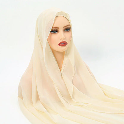 Magnetic Chiffon Instant Hijab | Easy-Wear Anti-Slip Square Scarf with Magnetic Closure (MH152)
