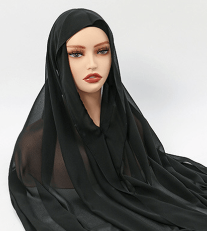 Magnetic Chiffon Instant Hijab | Easy-Wear Anti-Slip Square Scarf with Magnetic Closure (MH152)