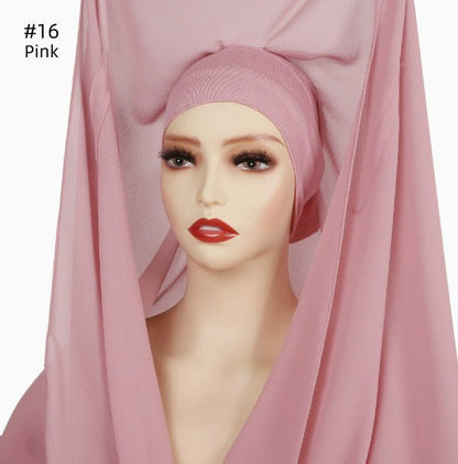 Magnetic Chiffon Instant Hijab | Easy-Wear Anti-Slip Square Scarf with Magnetic Closure (MH152)