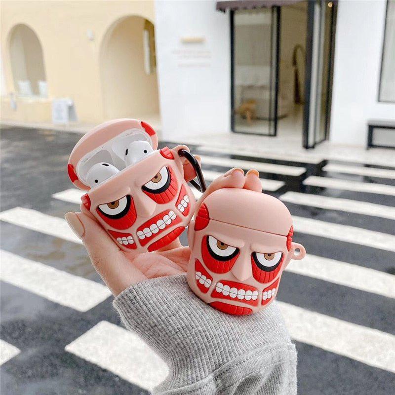 Maokei Attack on Titan 3D AirPods case featuring detailed Titan character design for AirPods protection.