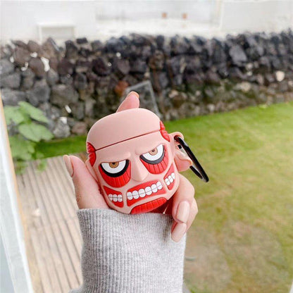 MAOKEI Attack on Titan 3D AirPods case with detailed Titan design, protective cover for Apple AirPods.