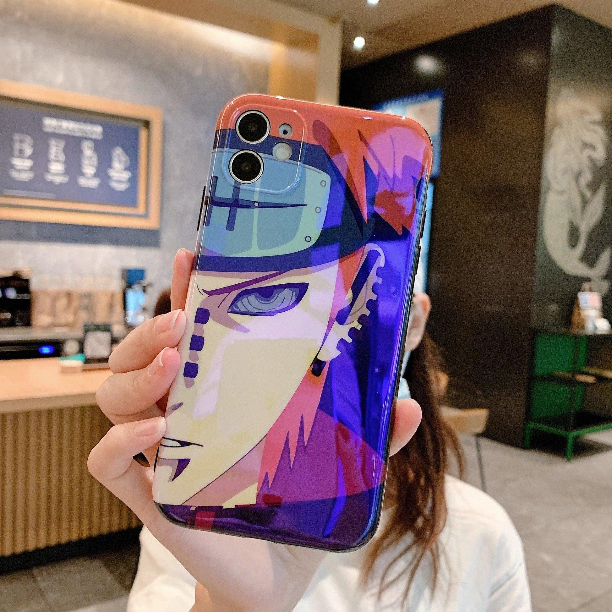 MAOKEI Naruto Pain phone case for iPhone 13 featuring Naruto character design and vibrant artwork.