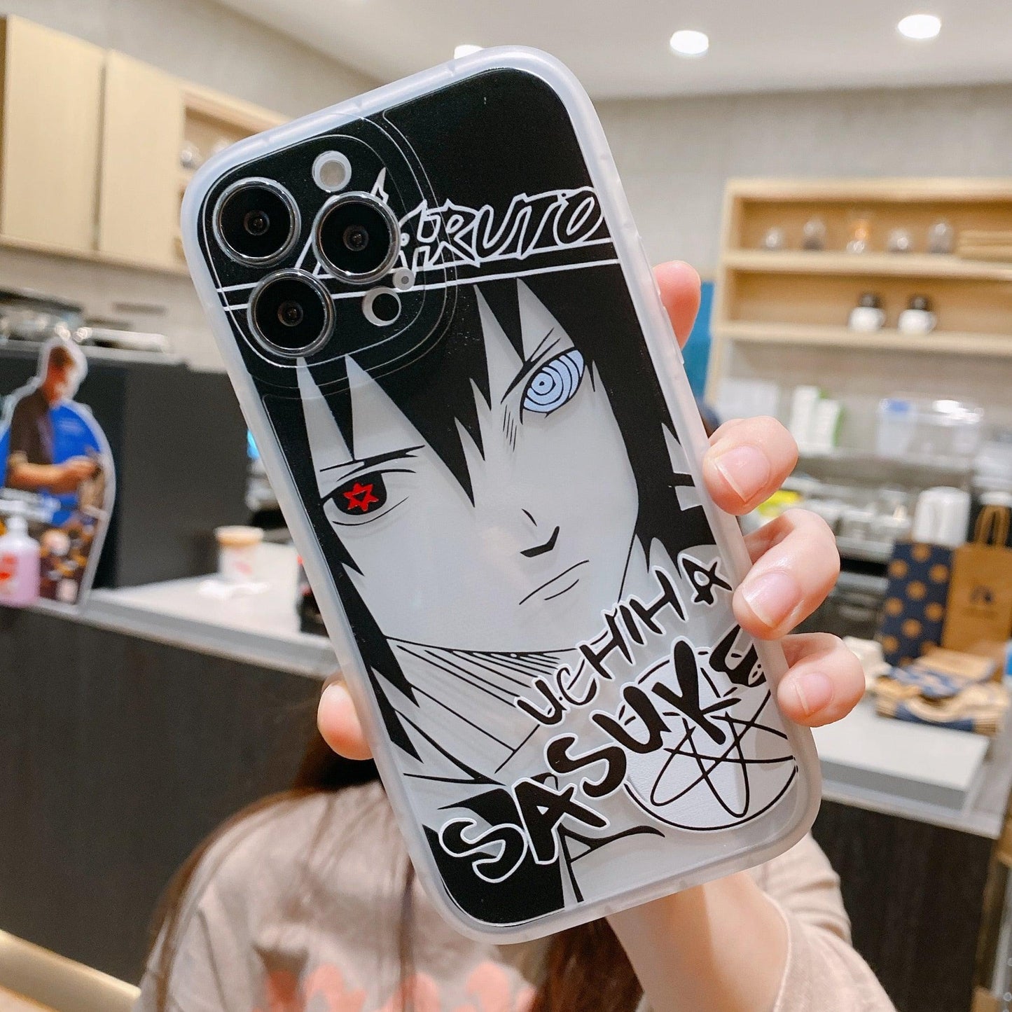 MAOKEI Sasuke Uchiha phone case for iPhone 13 with detailed Sasuke Uchiha anime character design.