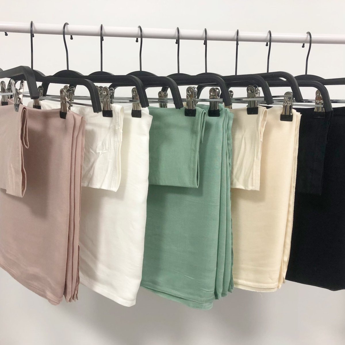 Mariam's Collection Modesty Pure Color Hijab and Undercap 2-piece set in soft fabric, displayed flat and folded.