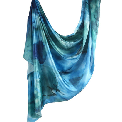 Mariams Collection Elegance Satin Marble Print Hijab in soft marble design, 180cm, lightweight satin fabric.
