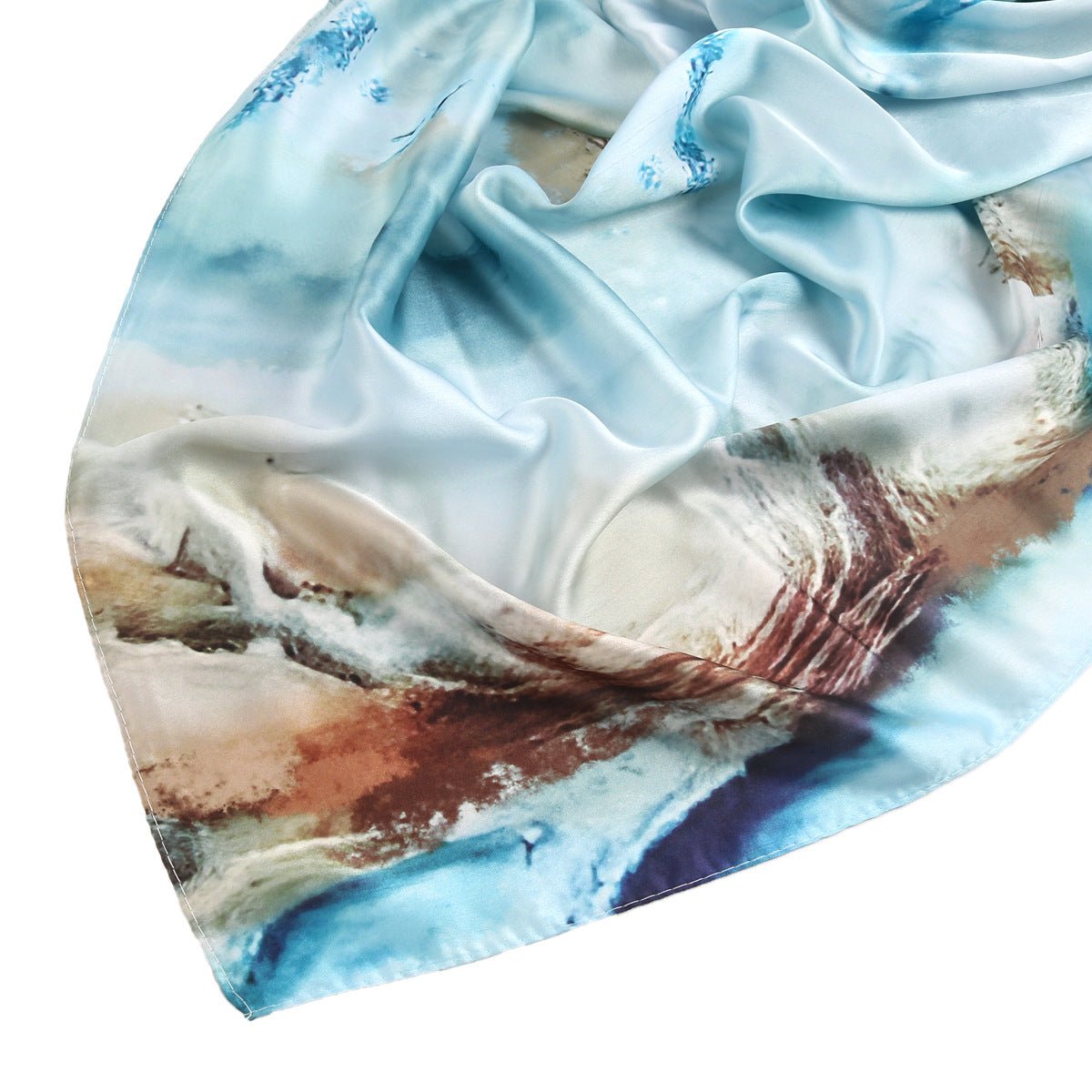 Mariams Collection satin marble print hijab with elegant satin finish, 180cm length, featuring a sophisticated marble pattern.