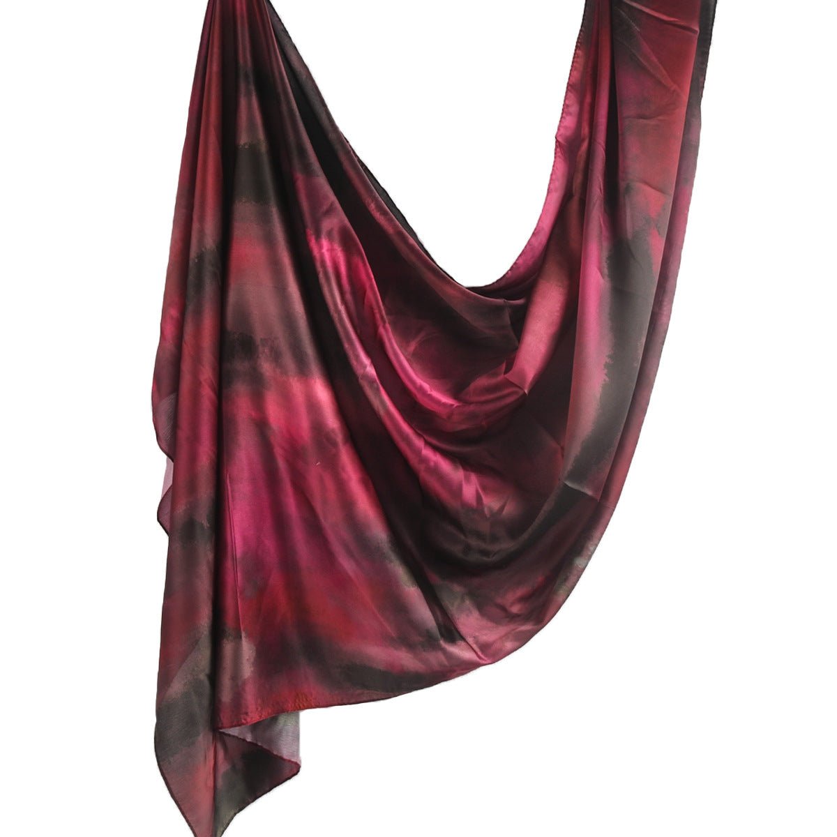 Elegant satin hijab with marble print by Mariam's Collection, showcasing smooth fabric and sophisticated design.