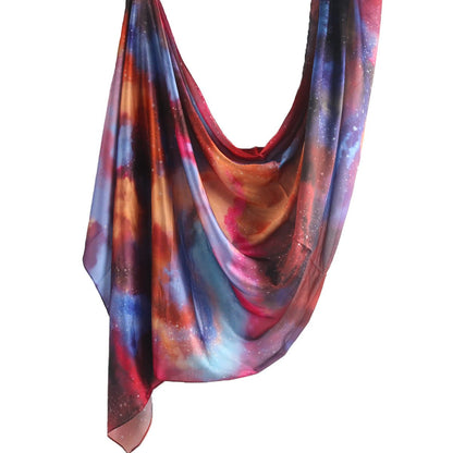Mariams Collection satin hijab with elegant marble print, lightweight satin fabric, 180cm long for stylish modest wear.