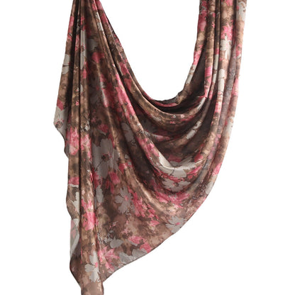 Mariams Collection satin hijab with elegant marble print in soft satin fabric, 180cm length, stylish and comfortable for daily wear.