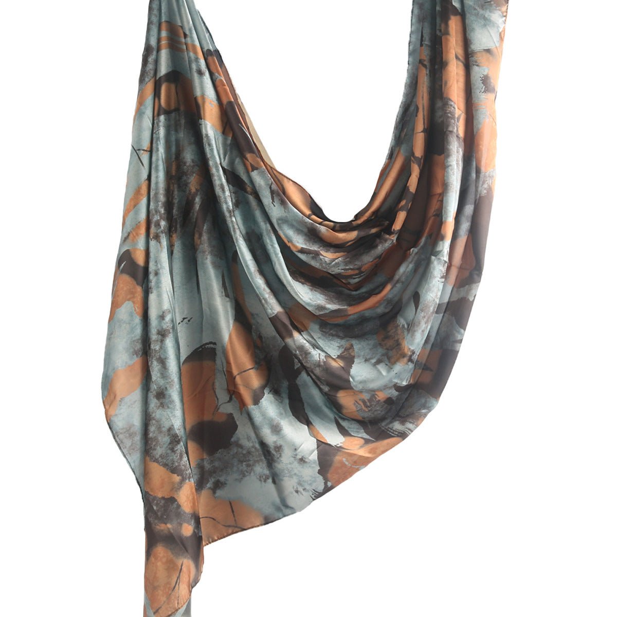 Mariams Collection satin marble print hijab in elegant design, featuring smooth satin fabric and stylish marble pattern.
