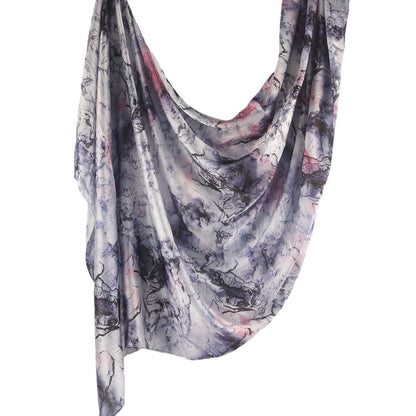 Mariams Collection Elegance Satin Marble Print Hijab in soft satin fabric with a marble pattern, 180cm long.