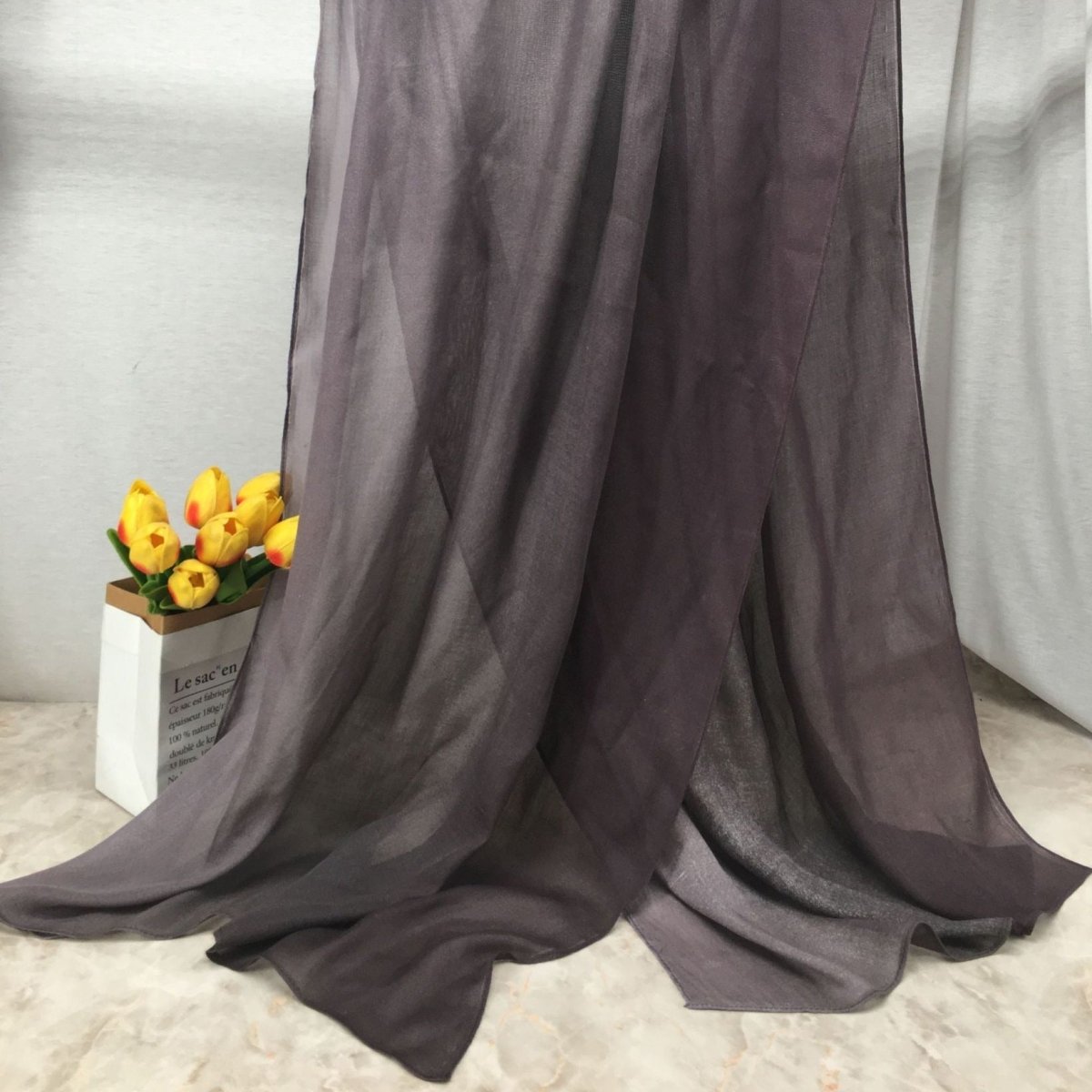 Lightweight breathable gradient shawl hijab from Mariam's Collection, featuring soft fabric and stylish design.