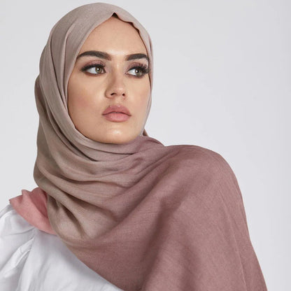 Modal gradient soft hijab with color transition and natural flow, from Mariam's Collection, in a flowing fabric and elegant design.