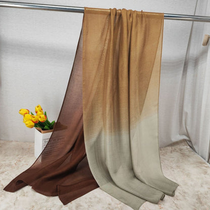Modal gradient soft hijab by Mariam's Collection with color transition and natural flowing fabric, 180x70cm.