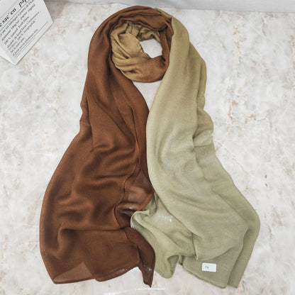 Modal gradient soft hijab with color transition from Mariam's Collection, featuring a natural flowing fabric in a stylish design.