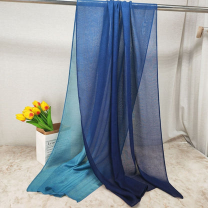 Mariams Collection Modal Gradient Soft Hijab in color transition with natural flow, showcasing smooth fabric and elegant drape.