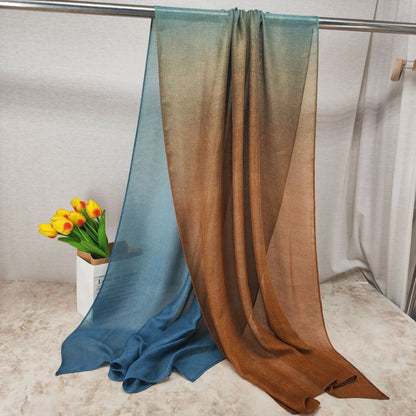 Modal gradient soft hijab with color transition and natural flow, featuring Mariam's Collection branding.
