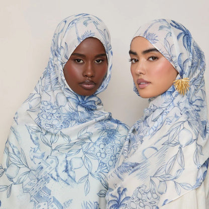 Soft, breathable watercolor print headscarf hijab by Mariam's Collection, featuring versatile, lightweight fabric and vibrant design.