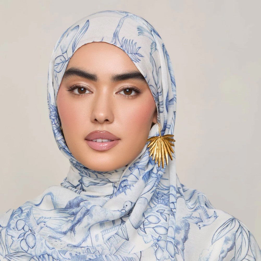 Soft, breathable watercolor print headscarf hijab by Mariam's Collection, showcasing vibrant colors and lightweight fabric.