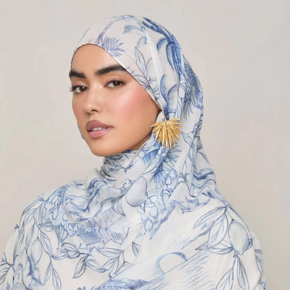 Soft, breathable watercolor print headscarf hijab from Mariam's Collection, versatile and lightweight for comfortable wear.